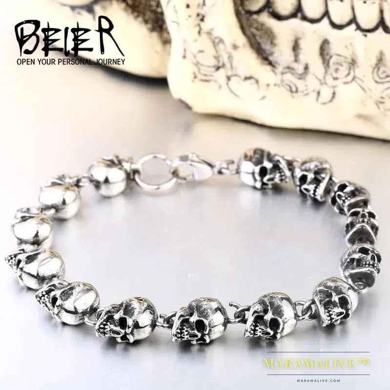 Punk Skull Stainless Steel Bracelet For Man High Quality Fashion Skeleton Jewelry US EURO Hot Gift