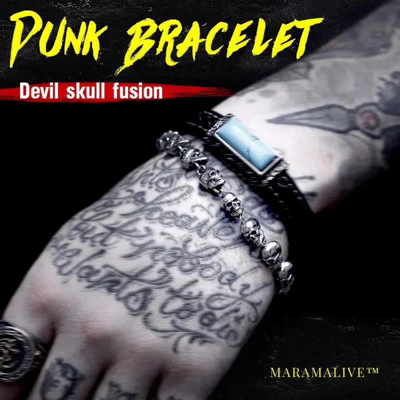 Punk Skull Stainless Steel Bracelet For Man High Quality Fashion Skeleton Jewelry US EURO Hot Gift