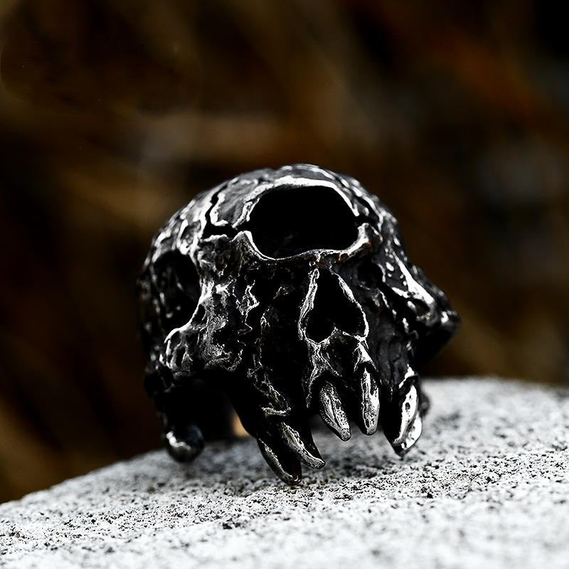 Punk Skull Titanium Ring Vintage Stainless Steel