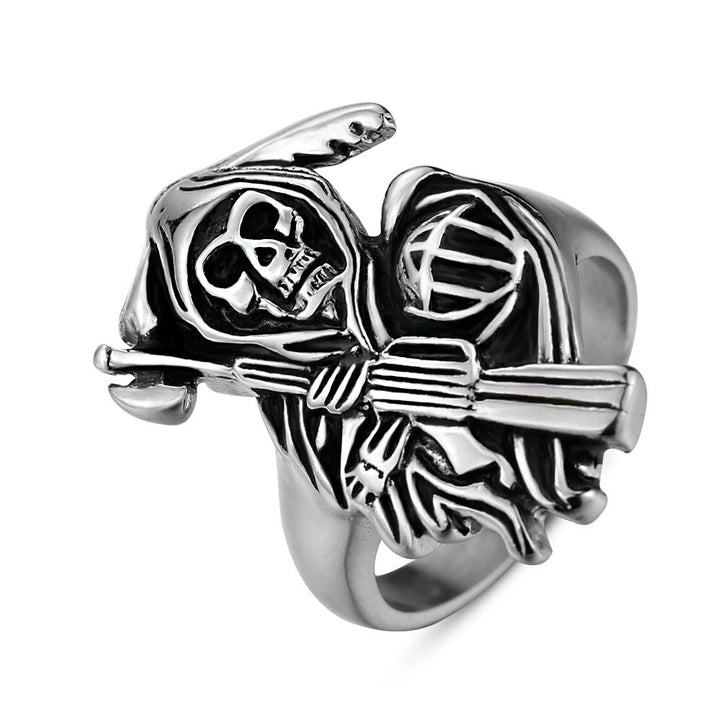 Punk Stainless Steel Ring Men's Sickle Skull Ring