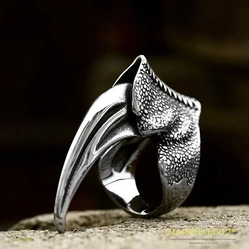 Punk Stainless Steel and delicate Eagle Claw Ring Man's High Quality Details are clear Jewelry