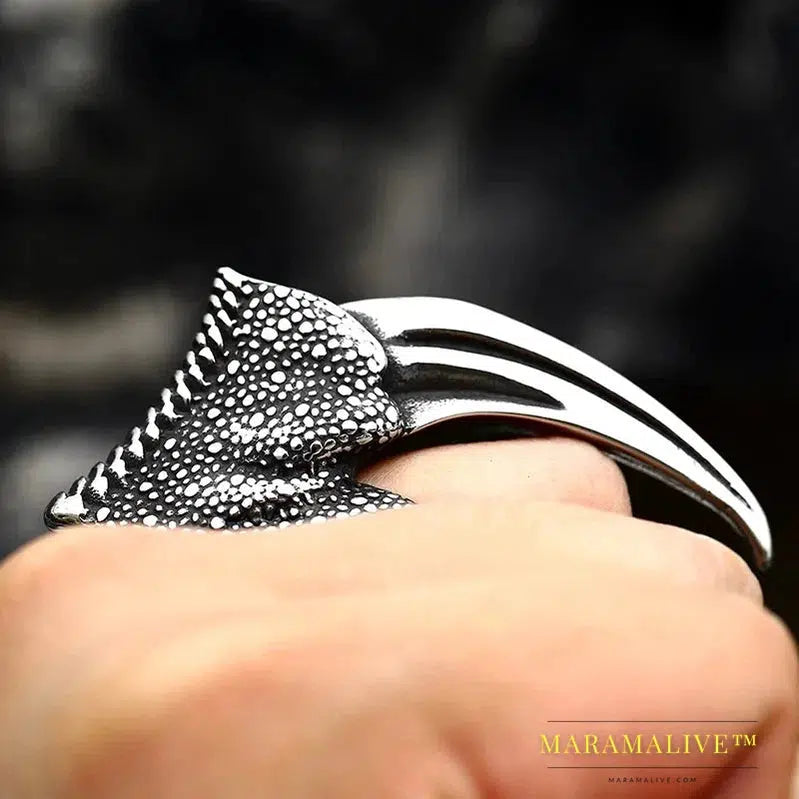 Punk Stainless Steel and delicate Eagle Claw Ring Man's High Quality Details are clear Jewelry