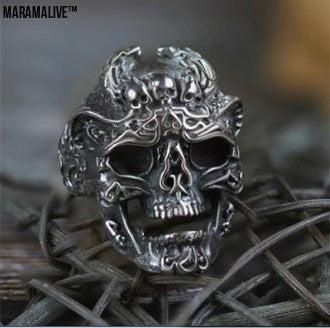 Punk Three Skeletons Ring Domineering Skeletons Ring