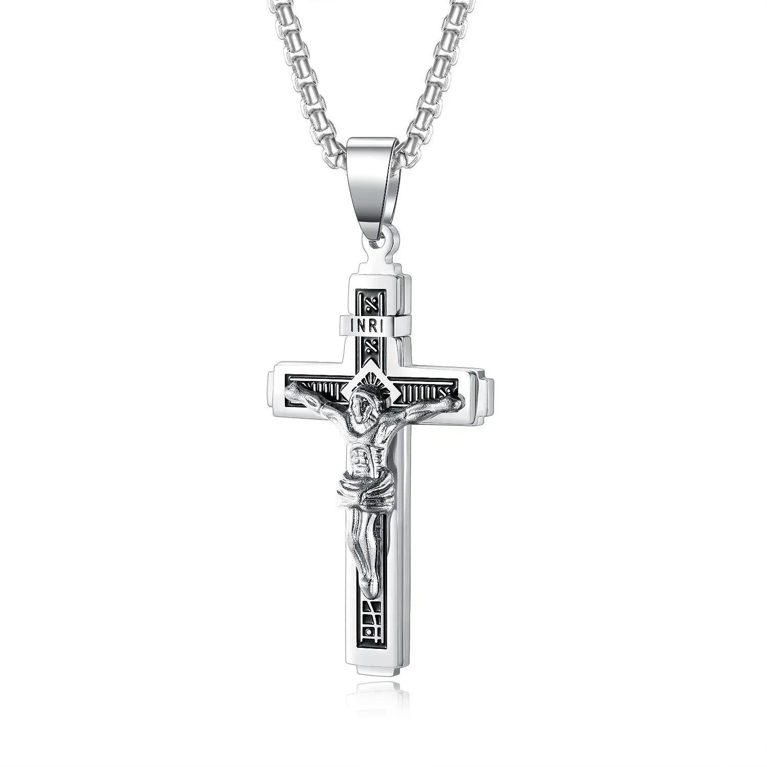 Punk Trend Retro Gothic Flame Cross Pendant Necklace – Uniquely Crafted Dark Jewelry for an Unflinching Statement