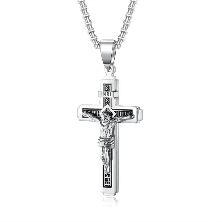 Punk Trend Retro Gothic Flame Cross Pendant Necklace – Uniquely Crafted Dark Jewelry for an Unflinching Statement