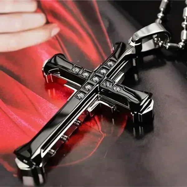 Punk Trend Retro Gothic Flame Cross Pendant Necklace – Uniquely Crafted Dark Jewelry for an Unflinching Statement