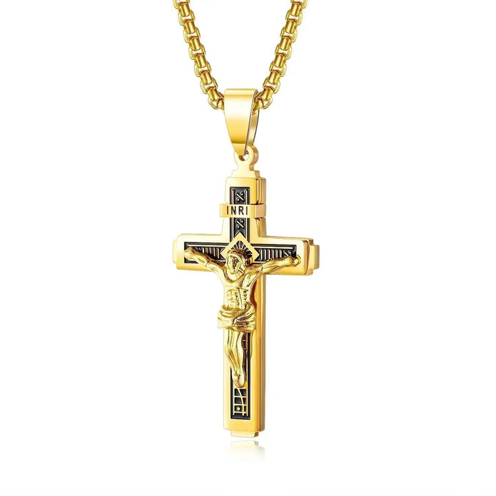 Punk Trend Retro Gothic Flame Cross Pendant Necklace – Uniquely Crafted Dark Jewelry for an Unflinching Statement