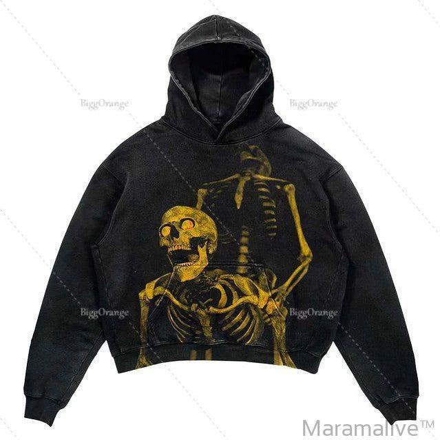 Punk Wind Ninja Printed Long-sleeved Hoodies Couples Hip-hop Street Y2k Street Loose Fashion Oversized Hoodies Goth Top