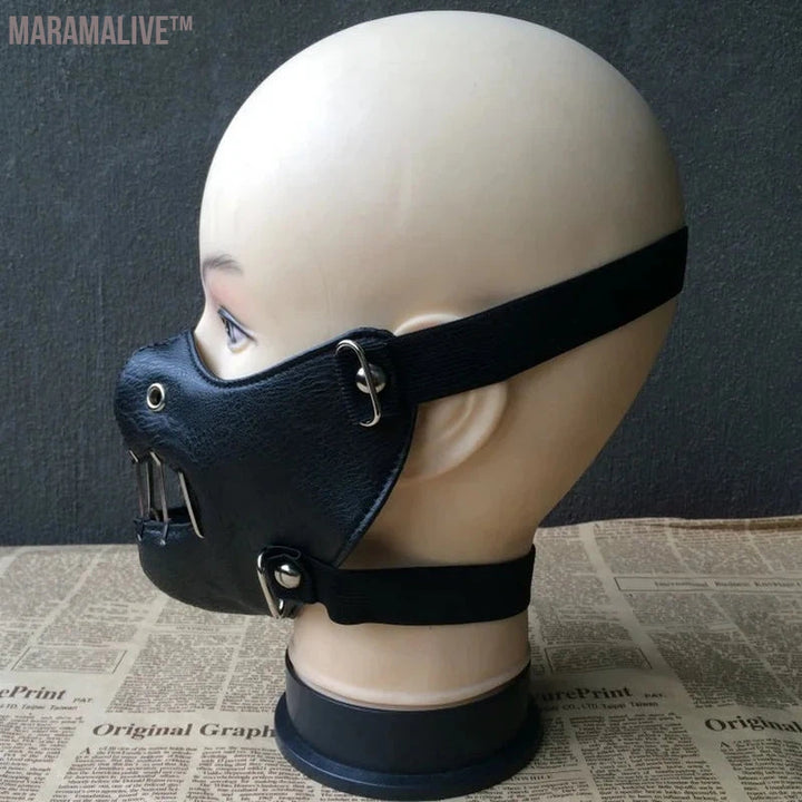 Punk leather mask Hannibal nightclub performance rivet mask personality motorcycle rock non-mainstream mask man