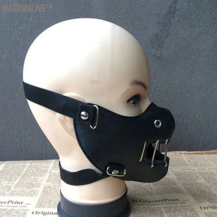 Punk leather mask Hannibal nightclub performance rivet mask personality motorcycle rock non-mainstream mask man