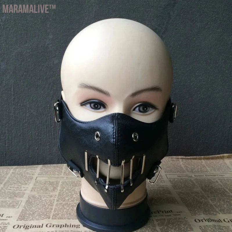 Punk leather mask Hannibal nightclub performance rivet mask personality motorcycle rock non-mainstream mask man