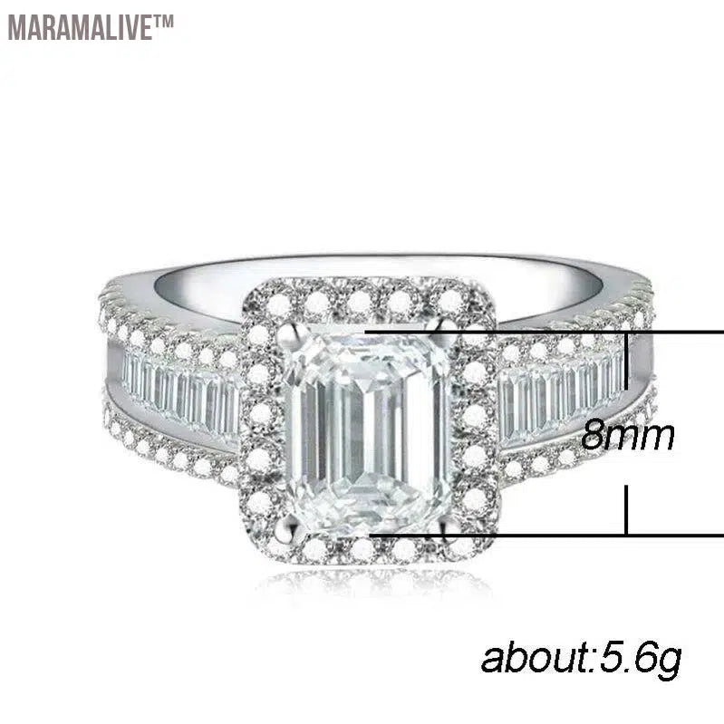 Pure Natural White 3 Carats Moissanite Gemstone S925 Silver color Ring for Women Anillos De Jewelry Bizuteria Rings