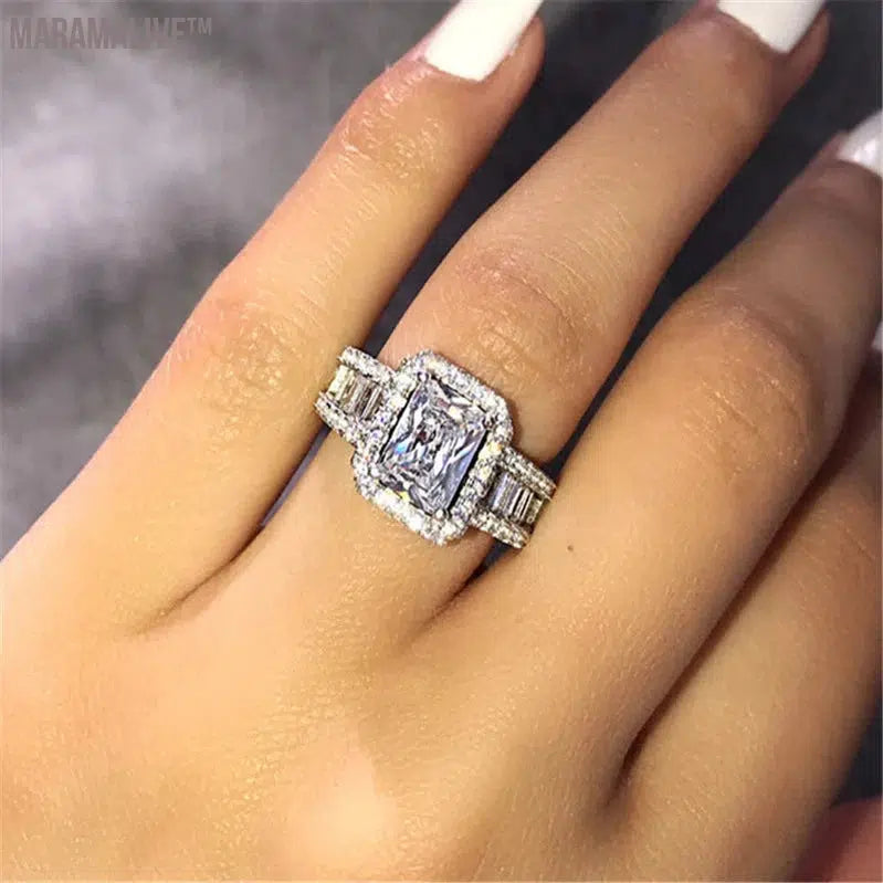 Pure Natural White 3 Carats Moissanite Gemstone S925 Silver color Ring for Women Anillos De Jewelry Bizuteria Rings