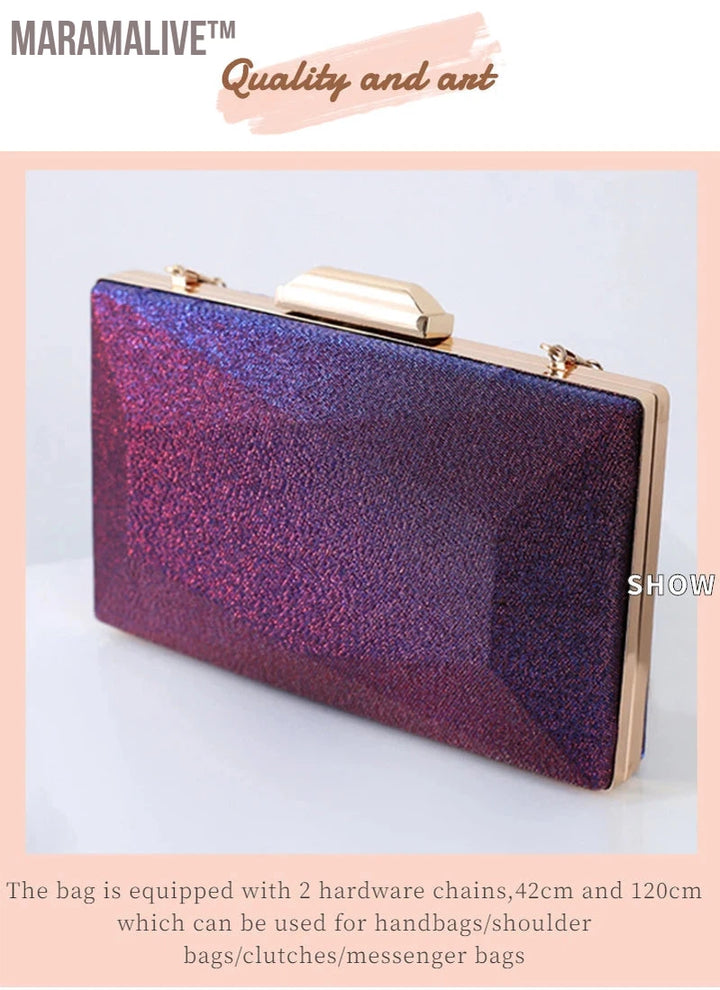 Purple Clutch Bags for Women Evening Wedding Party Luxury Designer Handbag Crossbody Shoulder Bag and Small Messenger Purse