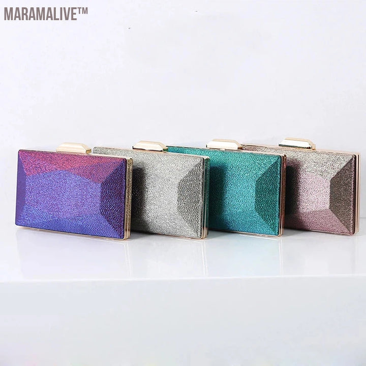 Purple Clutch Bags for Women Evening Wedding Party Luxury Designer Handbag Crossbody Shoulder Bag and Small Messenger Purse