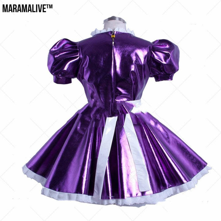 Purple PVC Patent Leather Maid Dress