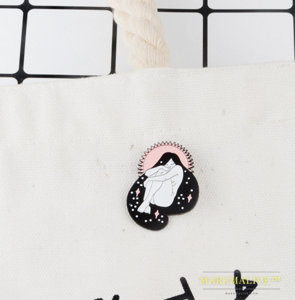 Quiet Sleeping Girl Feminist Enamel Pin Brooches Badges Hard Enamel Pins Women Hat Bag Backpack Jewelry Accessories Fine Gifts