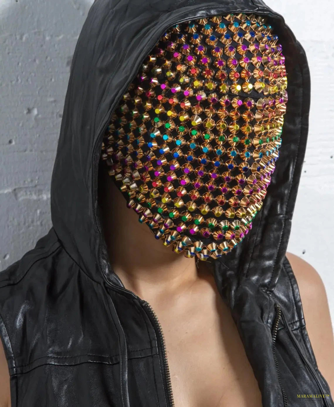 Rainbow Spike Custom Haute Couture Mask For Face Night Club Dance Cosplay Halloween Masks