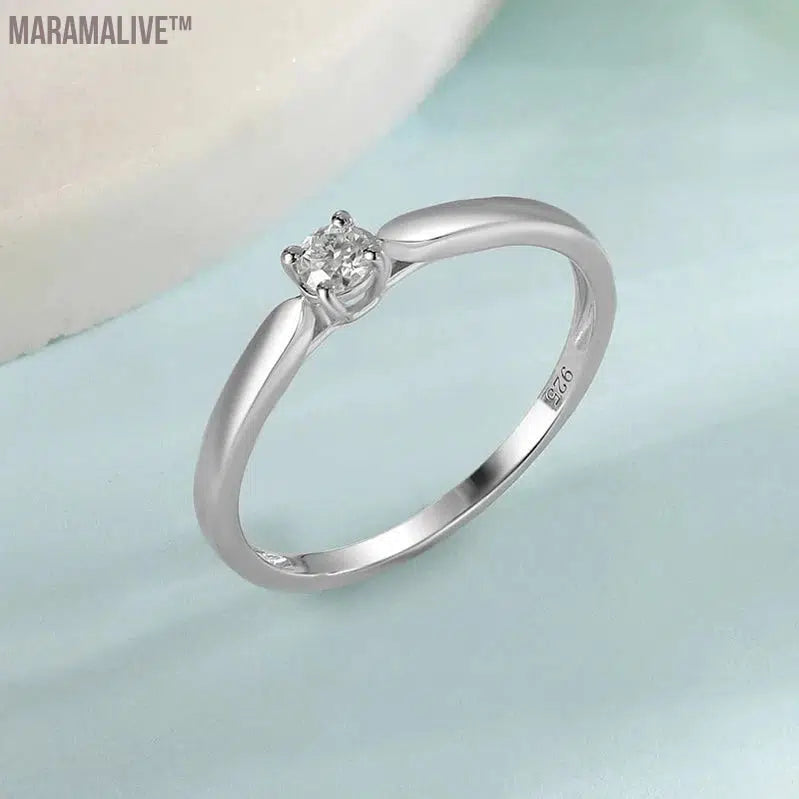 Real 0.1 Carat Moissanite Wedding Rings For Women Top Quality 100% 925 Sterling Silver Simple Engagement Fine Jewelry