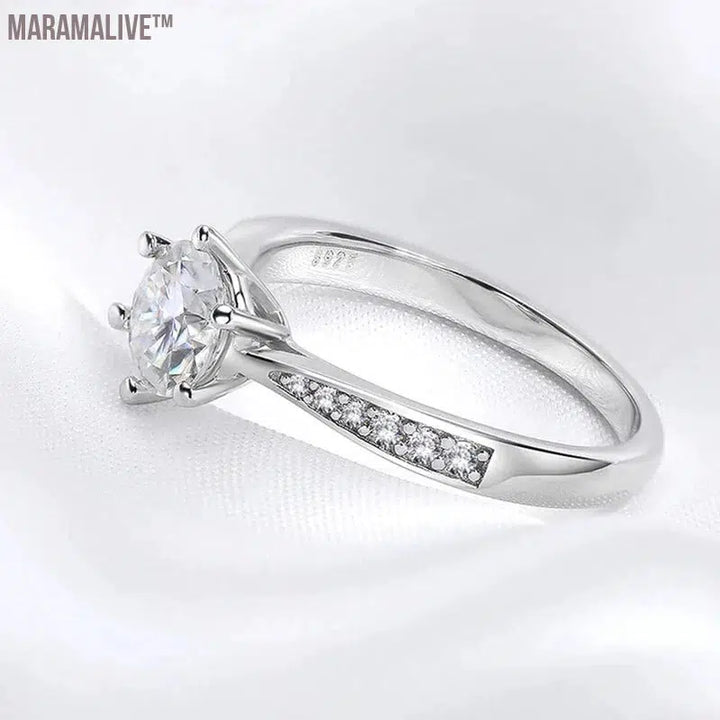 Real 0.5-3CT Moissanite Wedding Ring for Women Sterling Silver Round Brilliant Diamond Solitaire Engagement Rings Gift