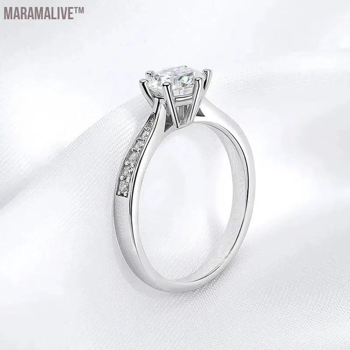 Real 0.5-3CT Moissanite Wedding Ring for Women Sterling Silver Round Brilliant Diamond Solitaire Engagement Rings Gift