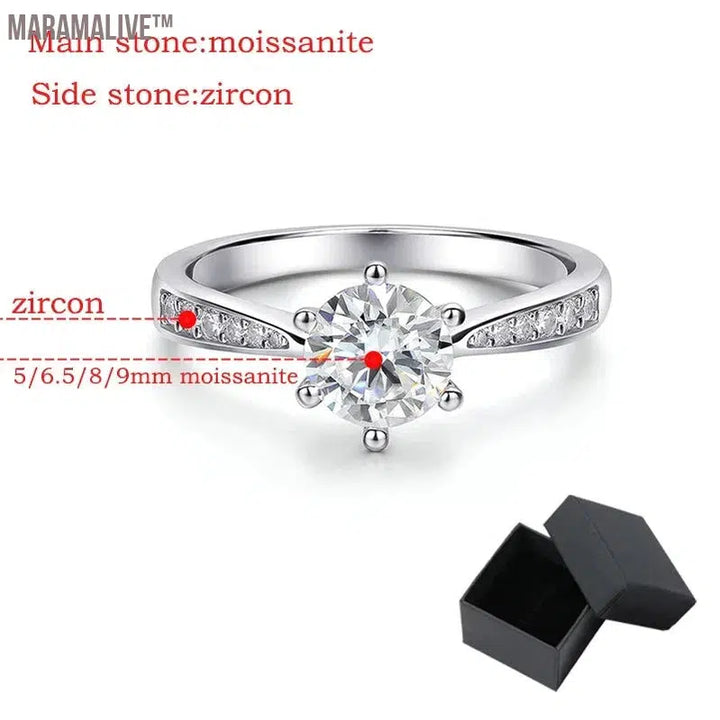 Real 0.5-3CT Moissanite Wedding Ring for Women Sterling Silver Round Brilliant Diamond Solitaire Engagement Rings Gift