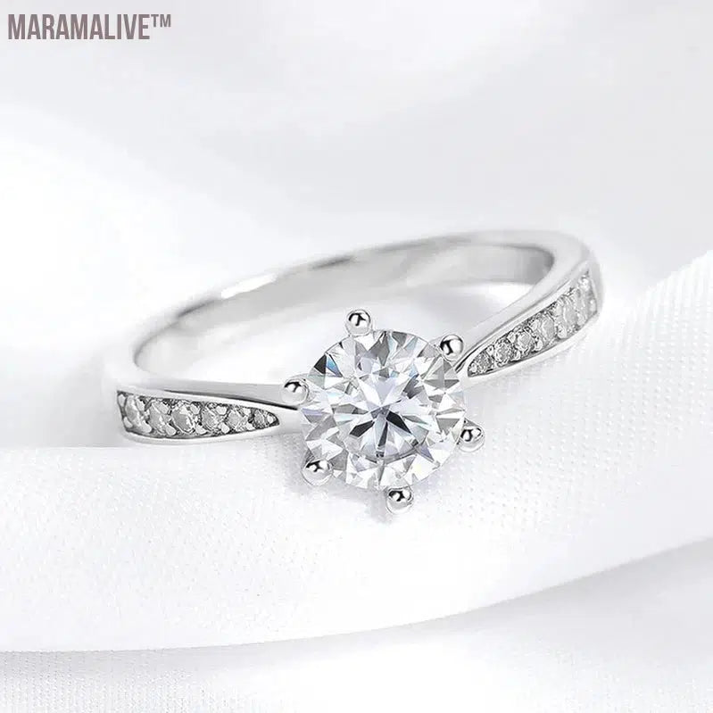 Real 0.5-3CT Moissanite Wedding Ring for Women Sterling Silver Round Brilliant Diamond Solitaire Engagement Rings Gift