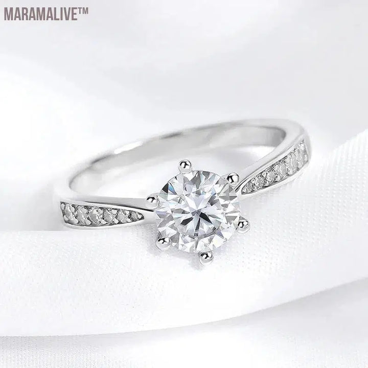 Real 0.5-3CT Moissanite Wedding Ring for Women Sterling Silver Round Brilliant Diamond Solitaire Engagement Rings Gift