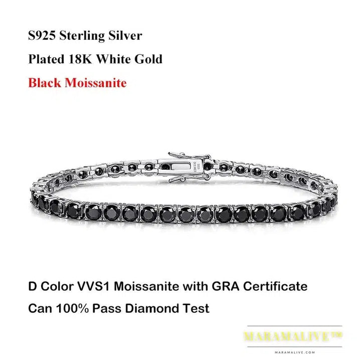 Real 2.5/3/4/5/6.5MM Full Moissanite Tennis Bracelet for Women Men S925 Silver Plated 18K Yellow Gold Diamond Bracelets