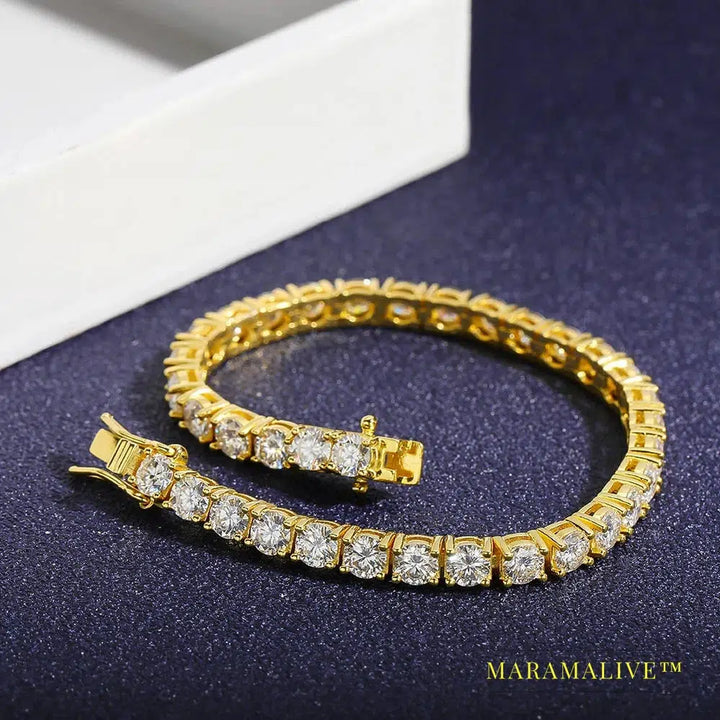 Real 2.5/3/4/5/6.5MM Full Moissanite Tennis Bracelet for Women Men S925 Silver Plated 18K Yellow Gold Diamond Bracelets