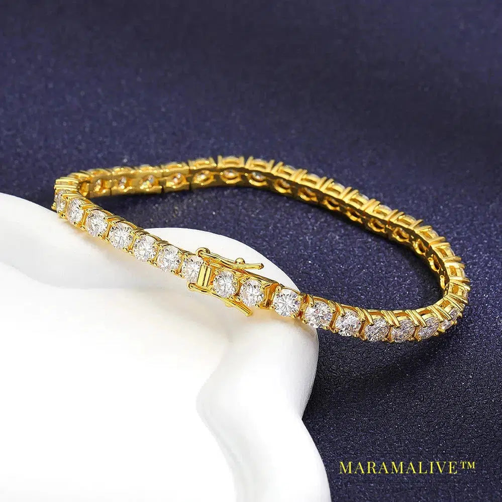 Real 2.5/3/4/5/6.5MM Full Moissanite Tennis Bracelet for Women Men S925 Silver Plated 18K Yellow Gold Diamond Bracelets