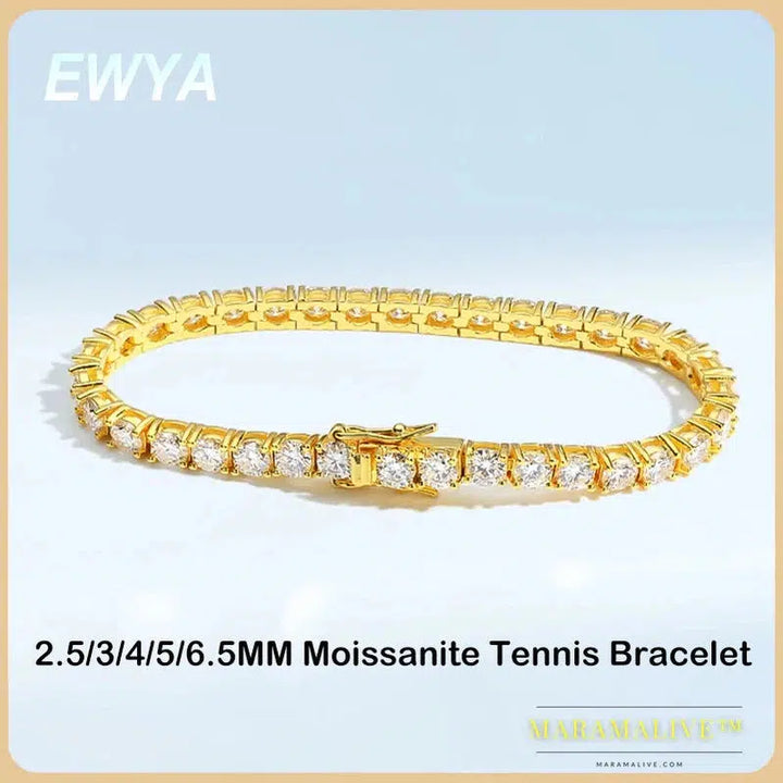 Real 2.5/3/4/5/6.5MM Full Moissanite Tennis Bracelet for Women Men S925 Silver Plated 18K Yellow Gold Diamond Bracelets