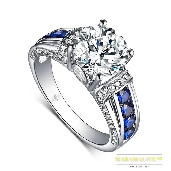 Real Moissanite Ring For Women Real 925 Sterling Silver 14K White Gold Plated Diamond Ring Wedding Jewelry