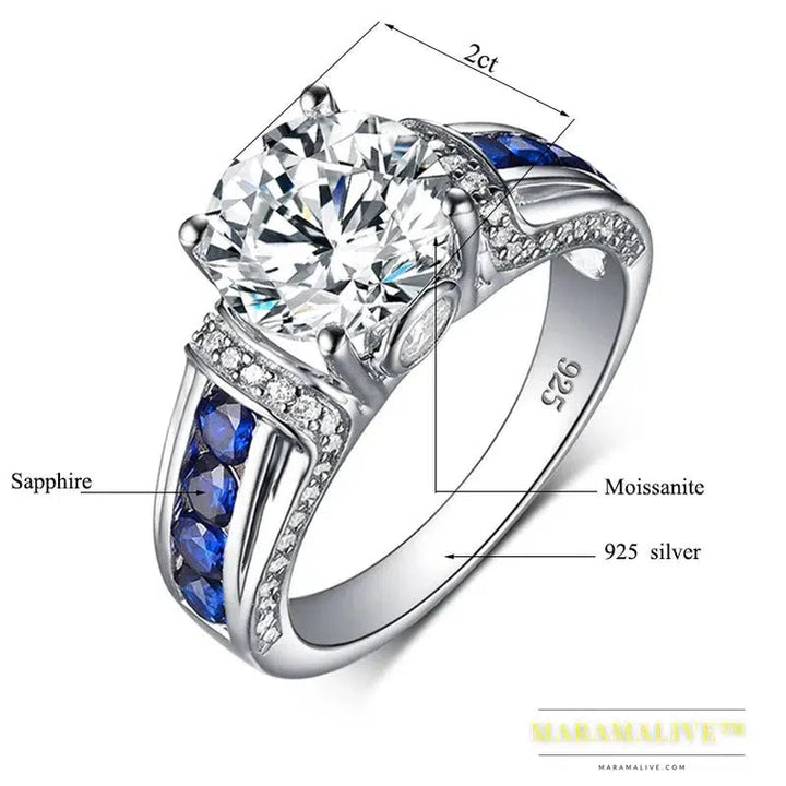 Real Moissanite Ring For Women Real 925 Sterling Silver 14K White Gold Plated Diamond Ring Wedding Jewelry