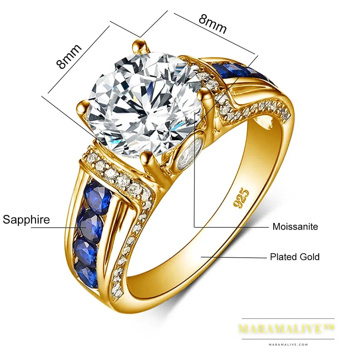 Real Moissanite Ring For Women Real 925 Sterling Silver 14K White Gold Plated Diamond Ring Wedding Jewelry