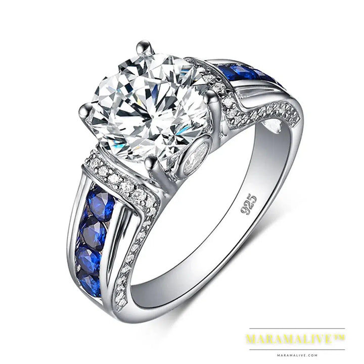 Real Moissanite Ring For Women Real 925 Sterling Silver 14K White Gold Plated Diamond Ring Wedding Jewelry