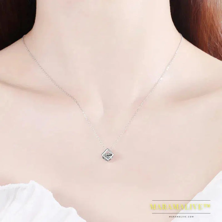 Real S925 Sterling Silver 1ct Moissanite Pendant Necklace for Women Party Fine Jewelry Diamond Neck Chain Necklaces Gift