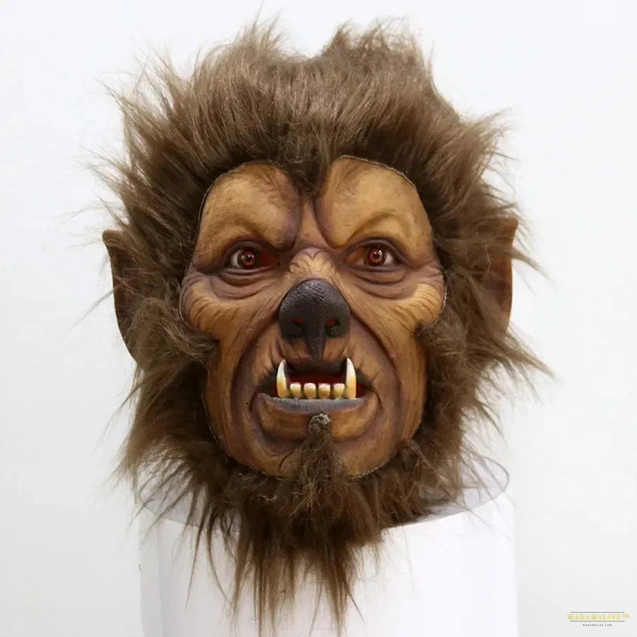 Realistic Latex Werewolf War Warrior Mask Halloween Cosplay Comical Headgear Human Scene Carnival Party Monster Dressing Props