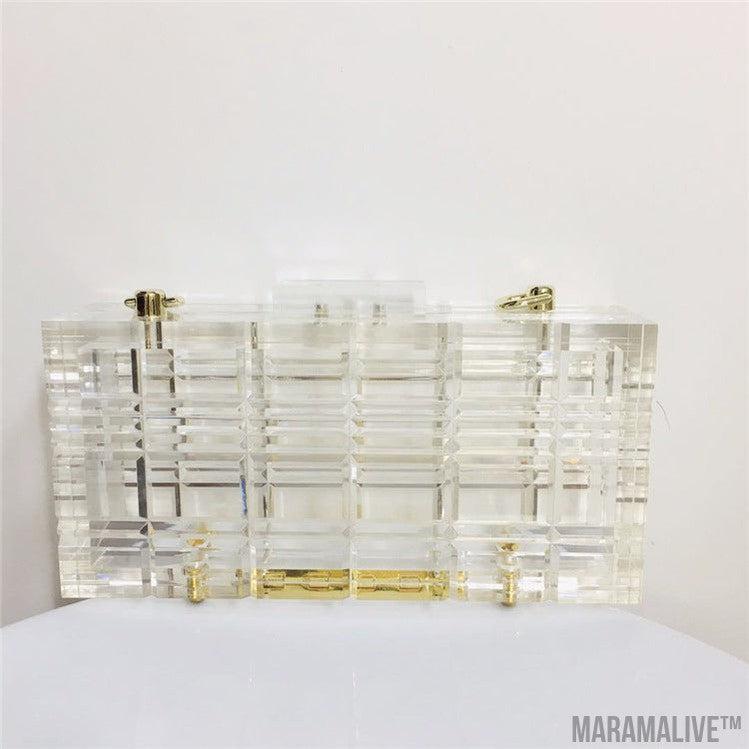 Rectangle Check Transparent Acrylic Dress Bag