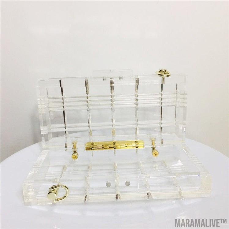 Rectangle Check Transparent Acrylic Dress Bag