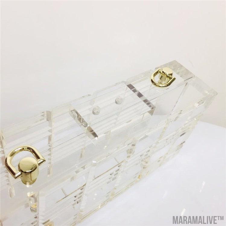 Rectangle Check Transparent Acrylic Dress Bag