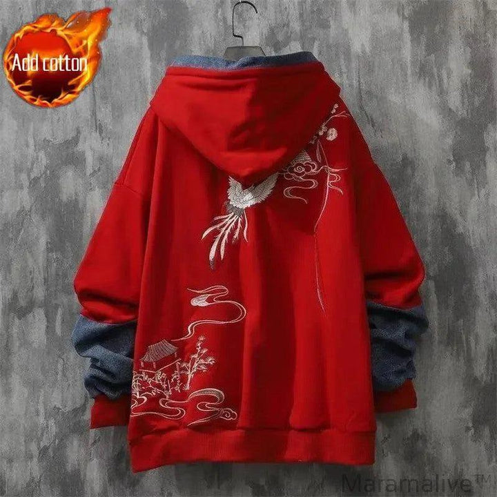 Red Hoodies Hip Hop Embroidered Hooded Top Grunge 2023 Women's Sweatshirt Baggy Sport Loose with Orint on Emo Xxl Woman Clothing