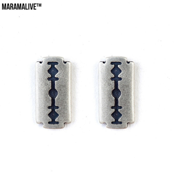 Refined Rebellion: Sterling Silver Razor Blade Gothic Ear Studs