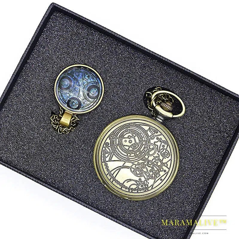 Retro Bronze Steampunk Series Pocket Watch Sets Men Women Watch Necklace Pendant Gift S