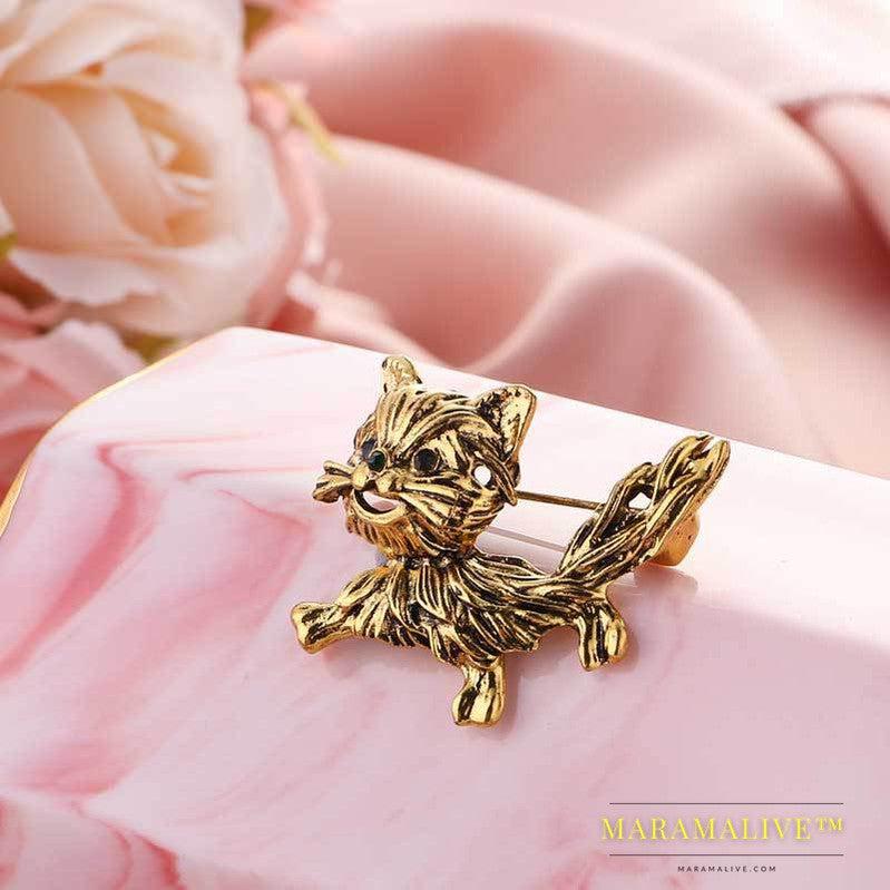 Retro Cute Cat Metal Brooch Animal Pins