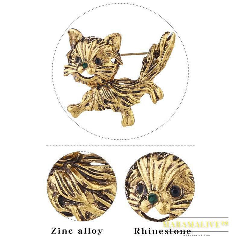 Retro Cute Cat Metal Brooch Animal Pins