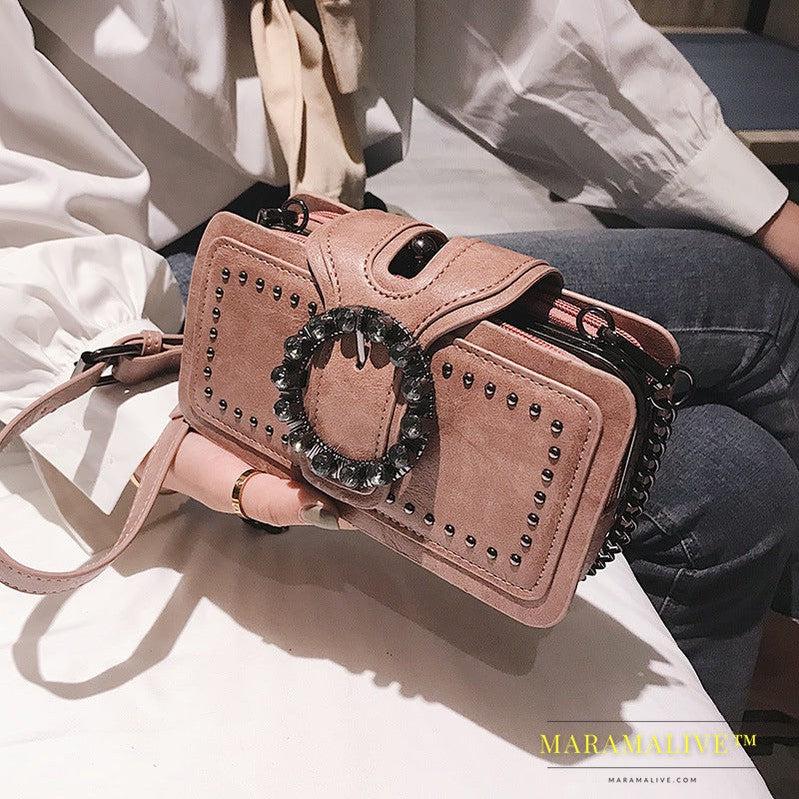 Retro Diamond-studded Small Square Bag Messenger Bag