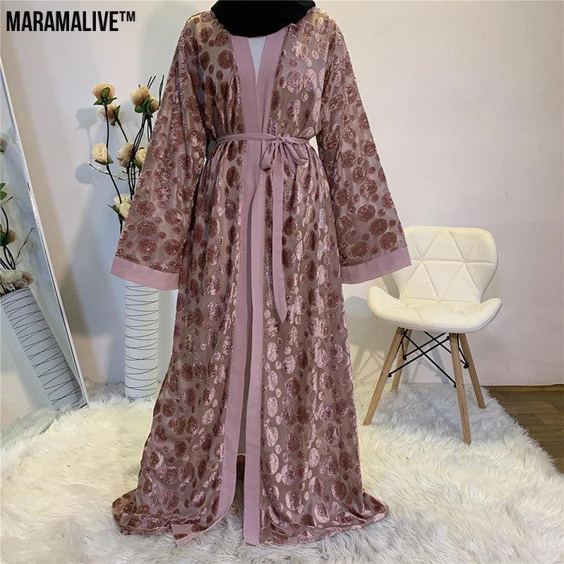 Retro Long Kaftan Robe - Large Casual House Coat