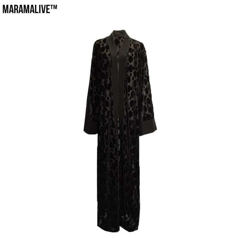 Retro Long Kaftan Robe - Large Casual House Coat