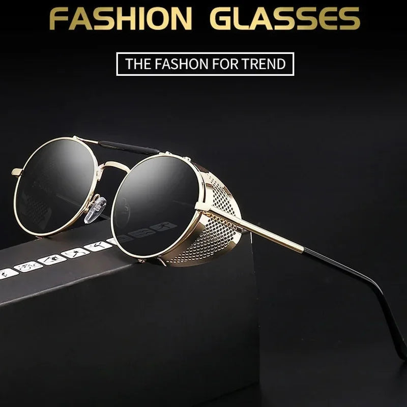 Retro Round Metal Sunglasses Steampunk Men Women Trend Brand Designer Vintage Sun Glasses Oculos De Sol Shades UV Protection